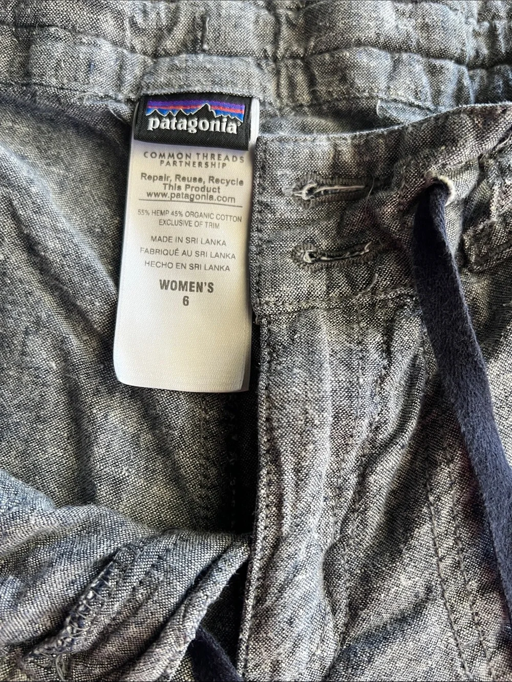 Patagonia island hemp blue shorts woman’s size 6